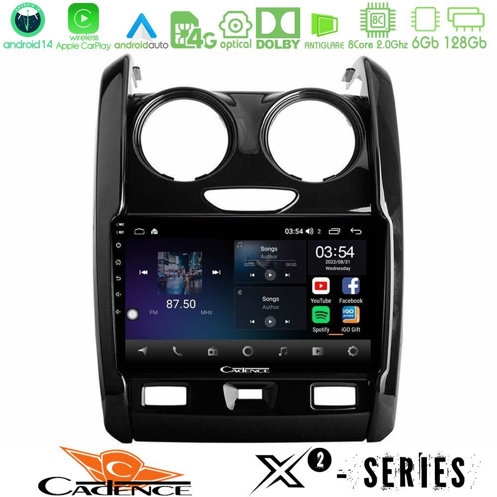 Cadence X2 Series 8Core Android14 6+128GB Dacia Duster 2014-2018 Navigation Multimedia Tablet 9"