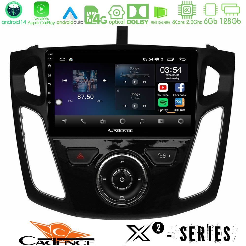Cadence X2 Series 8Core Android14 6+128GB Ford Focus 2012-2018 Navigation Multimedia Tablet 9"