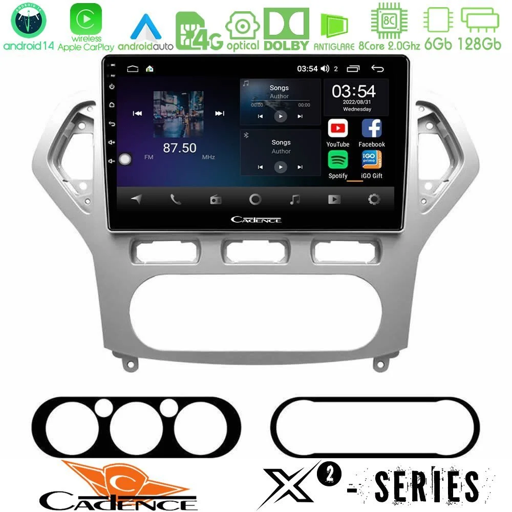 Cadence X2 Series 8Core Android14 6+128GB Ford Mondeo 2007-2010 AUTO A/C Navigation Multimedia Tablet 10"