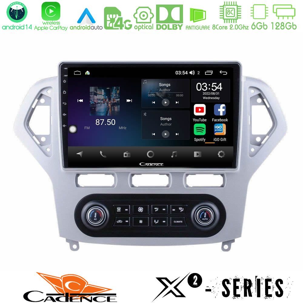 Cadence X2 Series 8Core Android14 6+128GB Ford Mondeo 2007-2011 (Auto A/C) Navigation Multimedia Tablet 10"