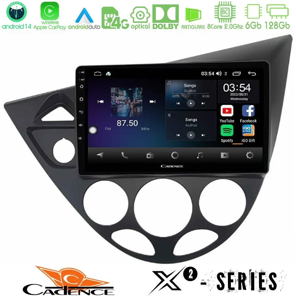 Cadence X2 Series 8Core Android14 6+128GB Ford Focus 1999-2004 Navigation Multimedia Tablet 9"