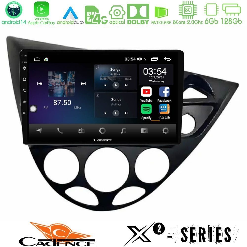 Cadence X2 Series 8Core Android14 6+128GB Ford Focus 1999-2004 (RHD) Navigation Multimedia Tablet 9"