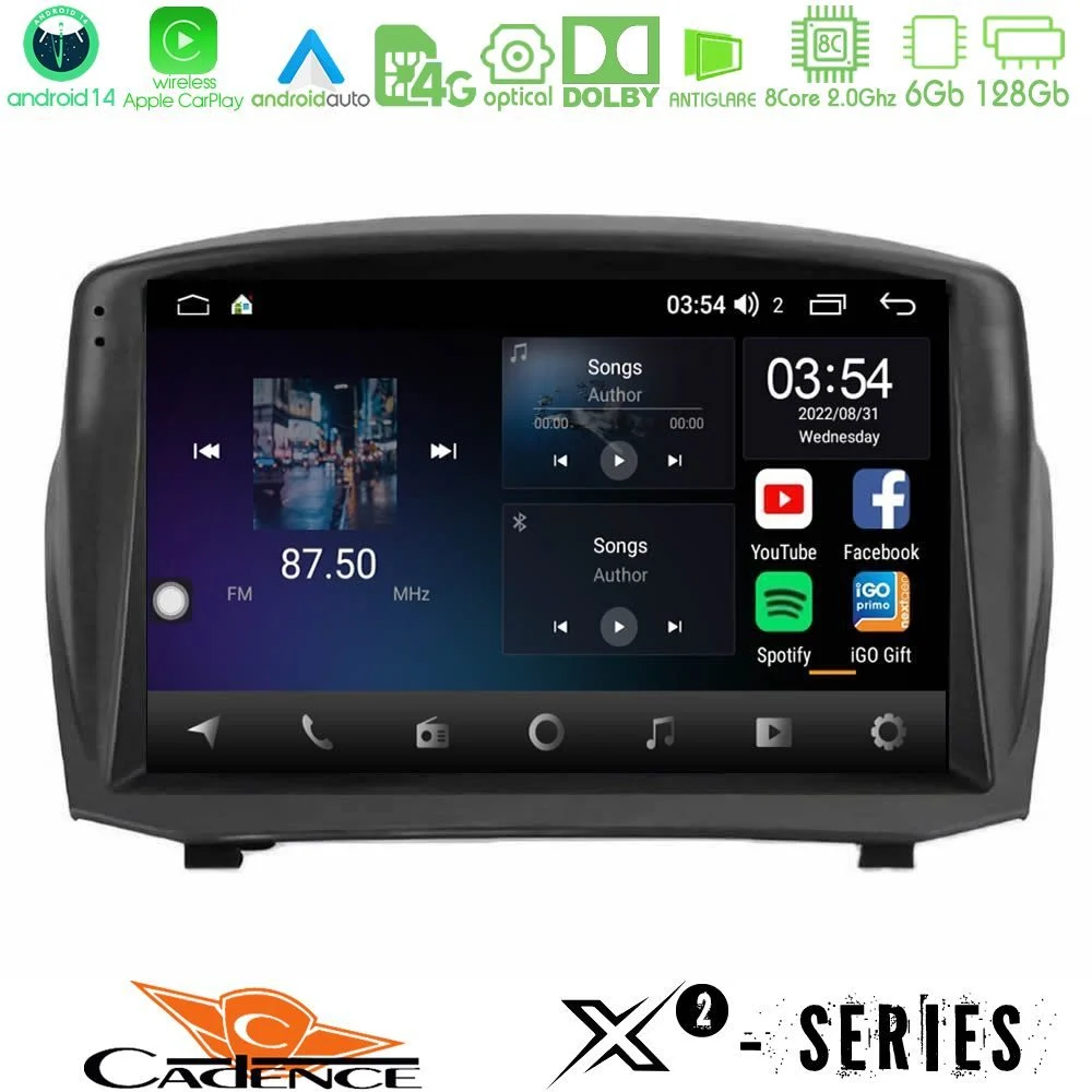 Cadence X2 Series 8Core Android14 6+128GB Ford Fiesta 2008-2012 Navigation Multimedia Tablet 9" (Oem Style)