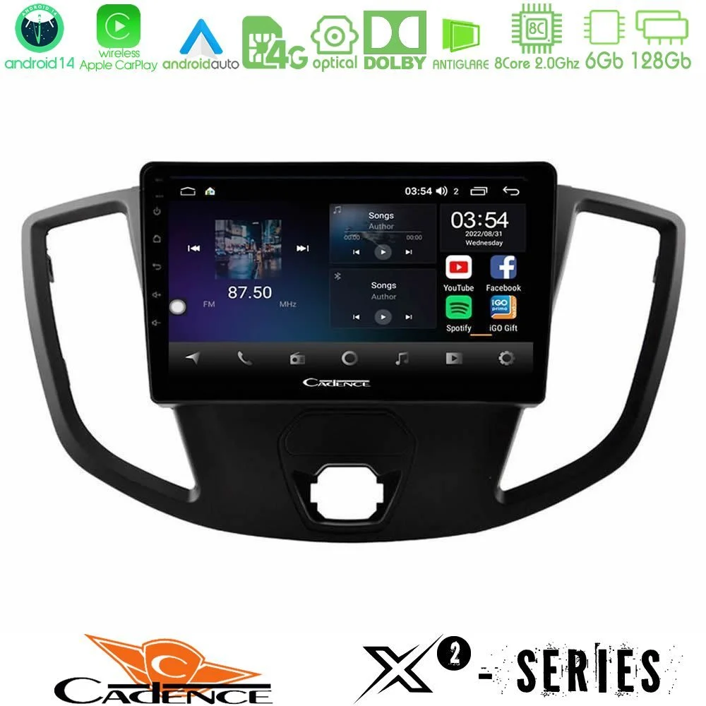 Cadence X2 Series 8Core Android14 6+128GB Ford Transit 2014-> Navigation Multimedia Tablet 9"
