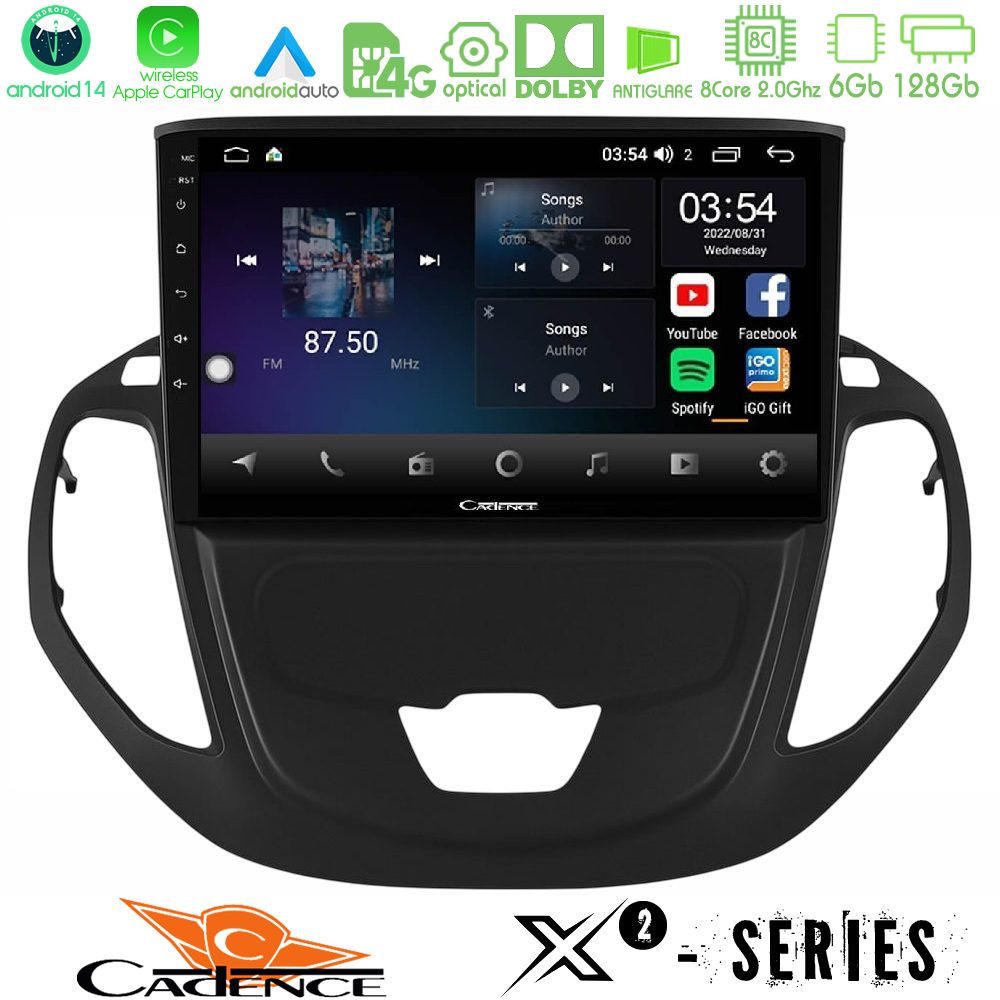 Cadence X2 Series 8Core Android14 6+128GB  Ford Courier 2015-2023 Navigation Multimedia Tablet 9"
