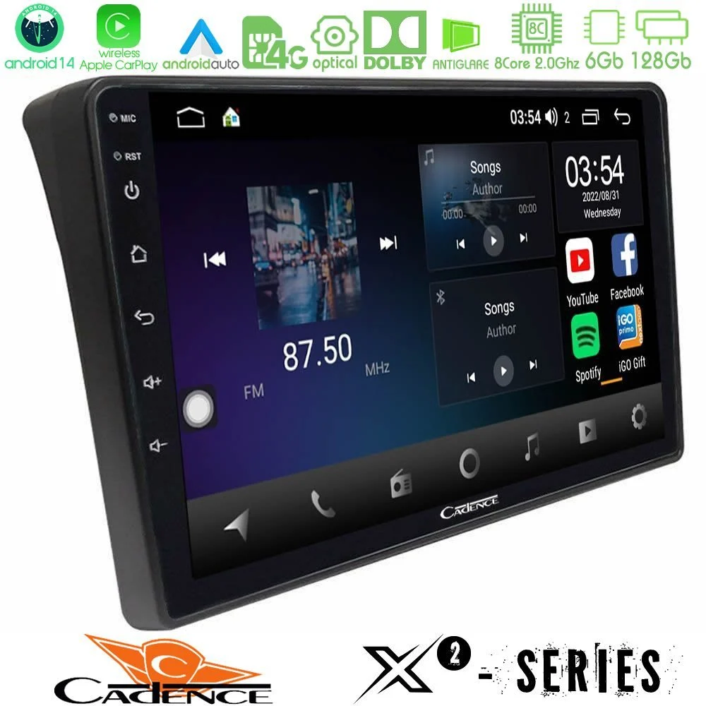 Cadence X2 Series 8Core Android14 6+128GB Fiat Ducato/Citroen Jumper/Peugeot Boxer Navigation Multimedia Tablet 9"