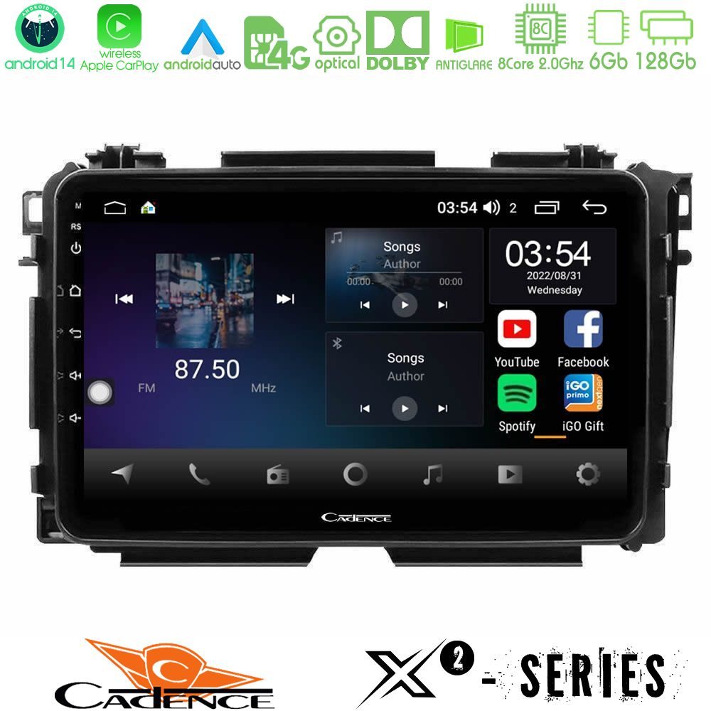 Cadence X2 Series 8Core Android14 6+128GB  Honda HR-V Navigation Multimedia Tablet 9"