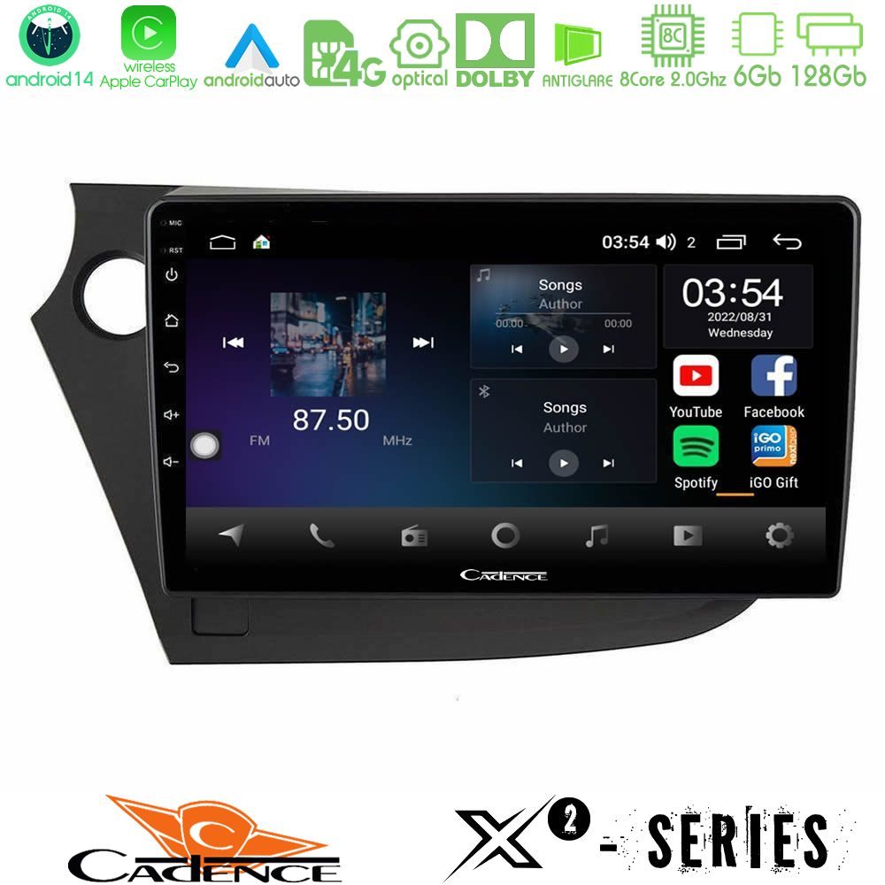 Cadence X2 Series 8Core Android14 6+128GB Honda Insight 2009-2015 Navigation Multimedia Tablet 9"