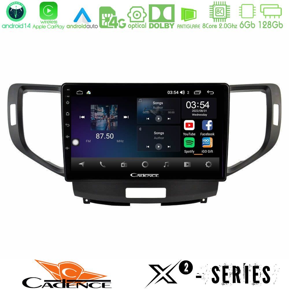 Cadence X2 Series 8Core Android14 6+128GB  Honda Accord 2008-2015 Navigation Multimedia Tablet 9"