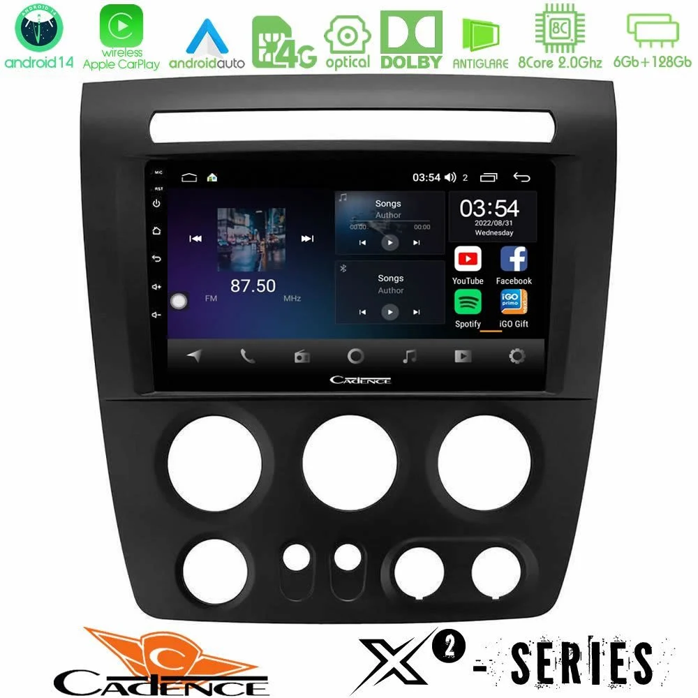 Cadence X2 Series 8Core Android14 6+128GB Hummer H3 2005-2009 Navigation Multimedia Tablet 9"