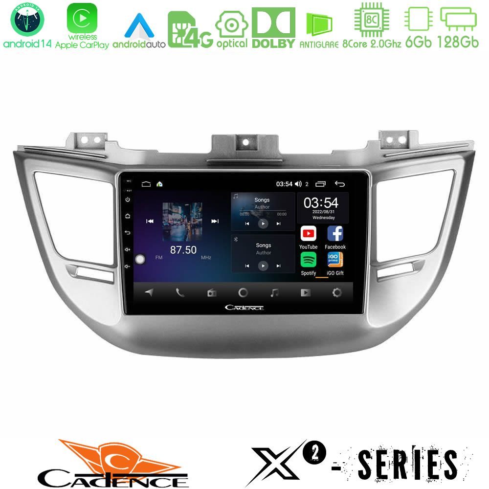 Cadence X2 Series 8Core Android14 6+128GB Hyundai Tucson 2015-2018 Navigation Multimedia Tablet 9"