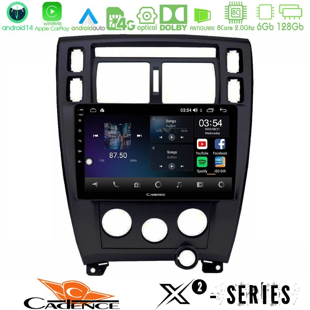 Cadence X2 Series 8Core Android14 6+128GB  Hyundai Tucson Navigation Multimedia Tablet 9"    (Μαύρο)