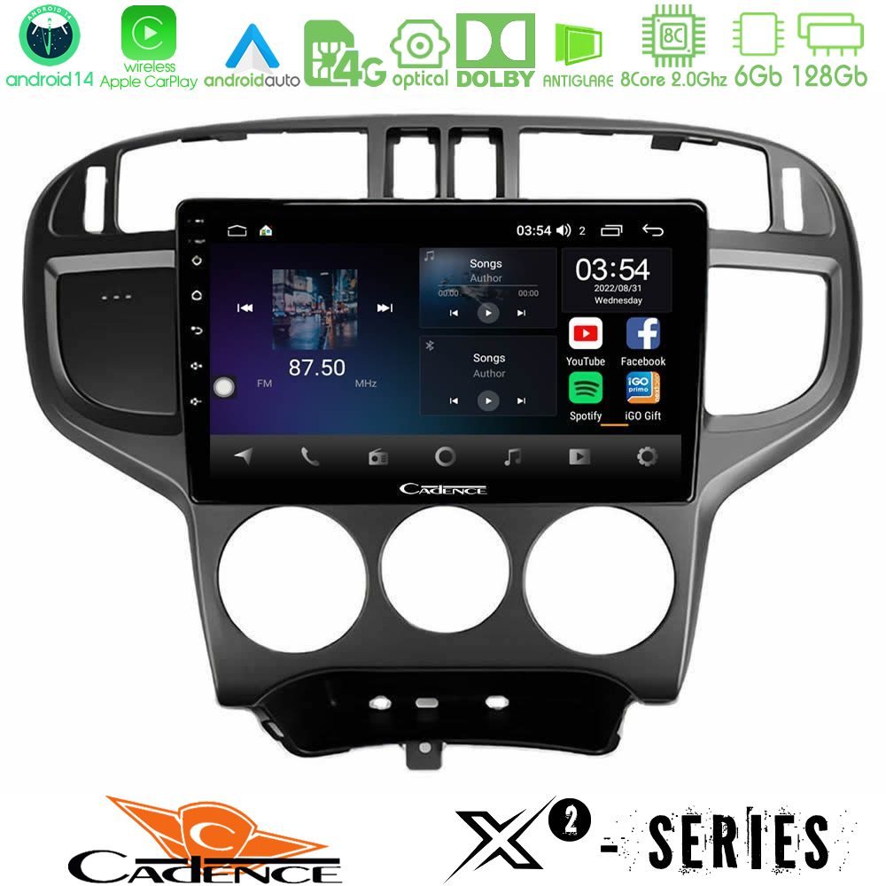 Cadence X2 Series 8Core Android14 6+128GB Hyundai Matrix 2001-2010 Navigation Multimedia Tablet 9"