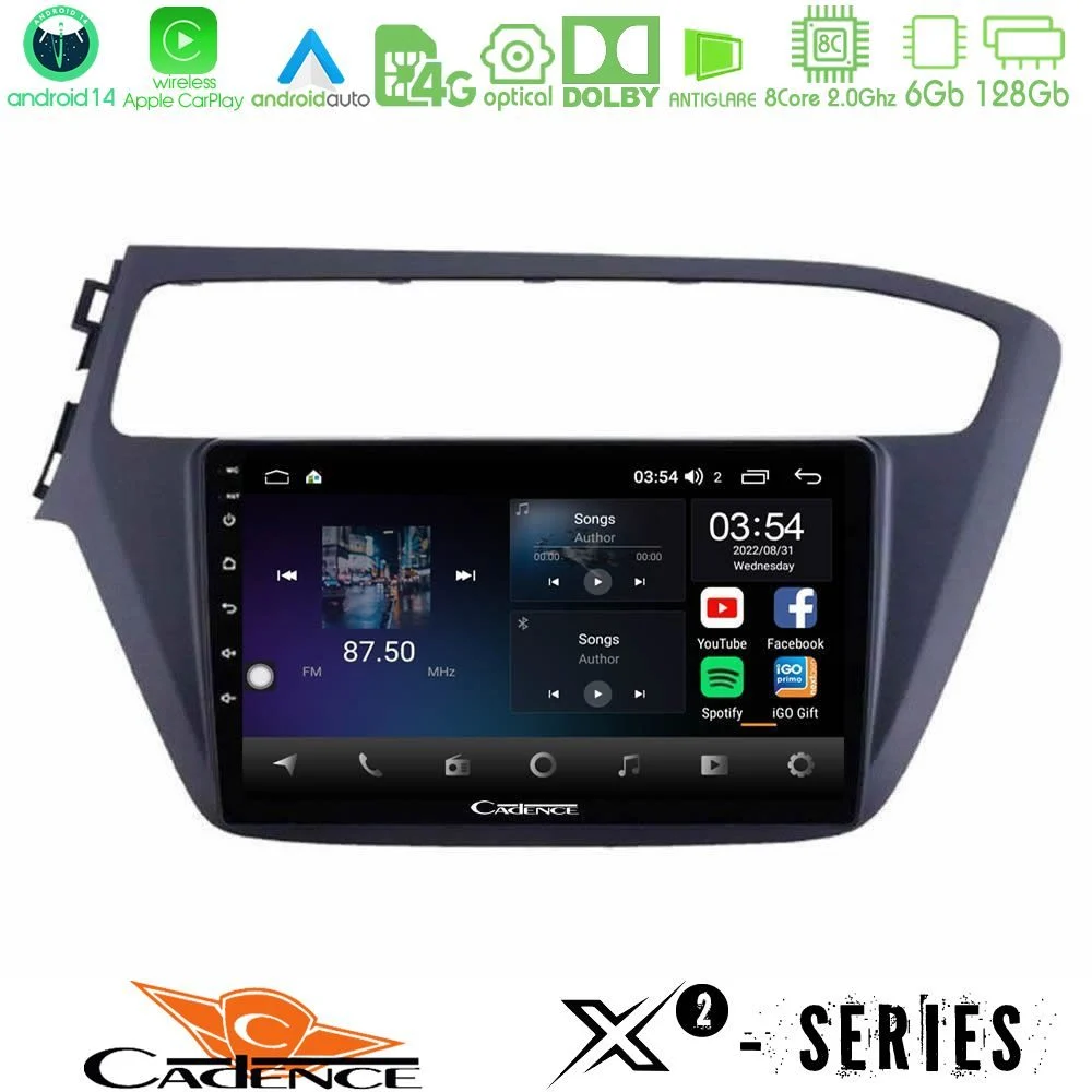 Cadence X2 Series 8Core Android14 6+128GB  Hyundai i20 2018-2020 Navigation Multimedia Tablet 9"