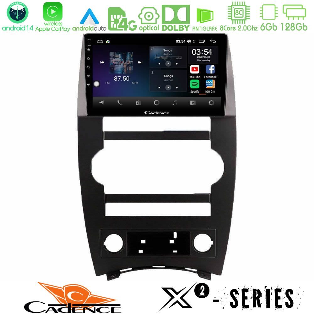 Cadence X2 Series 8Core Android14 6+128GB Jeep Commander 2007-2008 Navigation Multimedia Tablet 9"