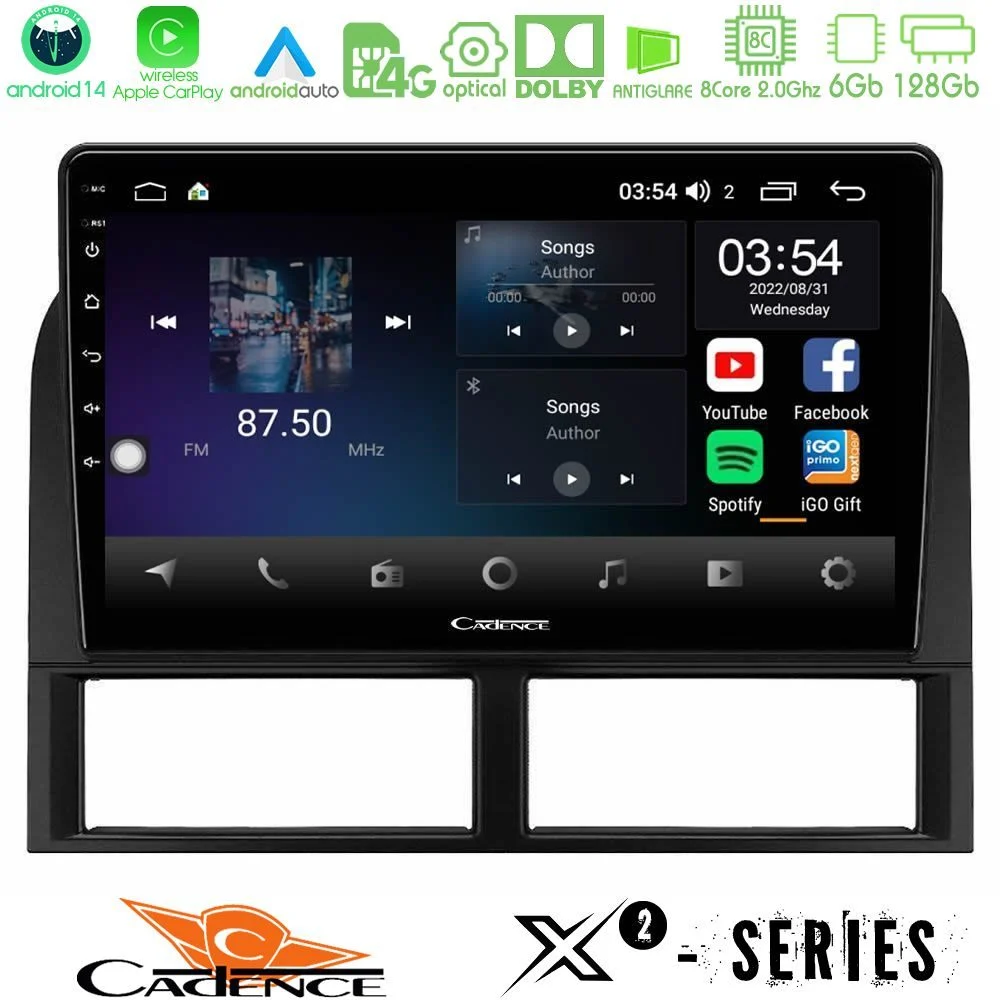 Cadence X2 Series 8Core Android14 6+128GB Jeep Grand Cherokee 1999-2004 Navigation Multimedia Tablet 9"
