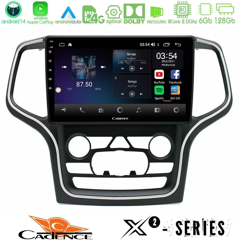 Cadence X2 Series 8Core Android14 6+128GB Jeep Grand Cherokee 2014-2020 Navigation Multimedia Tablet 10"