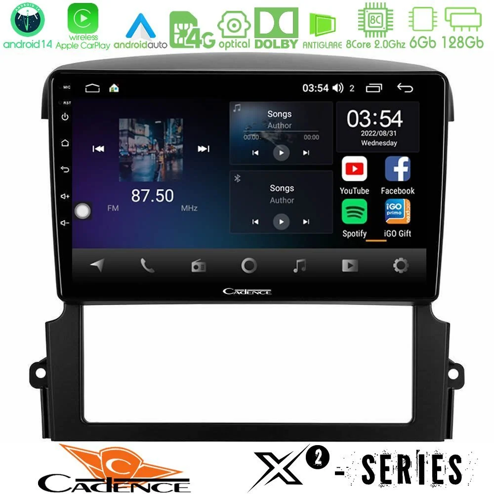 Cadence X2 Series 8Core Android14 6+128GB  Kia Sorento Navigation Multimedia Tablet 9"