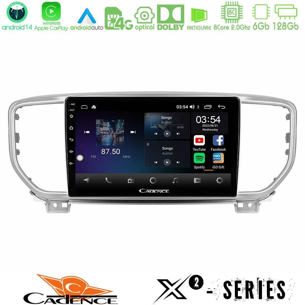 Cadence X2 Series 8Core Android14 6+128GB  Kia Sportage 2018-2021 Navigation Multimedia Tablet 9"