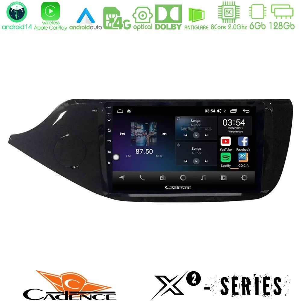 Cadence X2 Series 8Core Android14 6+128GB Kia Ceed 2013-2017 Navigation Multimedia Tablet 9"