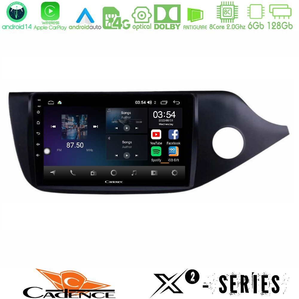 Cadence X2 Series 8Core Android14 6+128GB Kia Cee’d/ProCeed 2013-2017 RHD Navigation Multimedia Tablet 9"