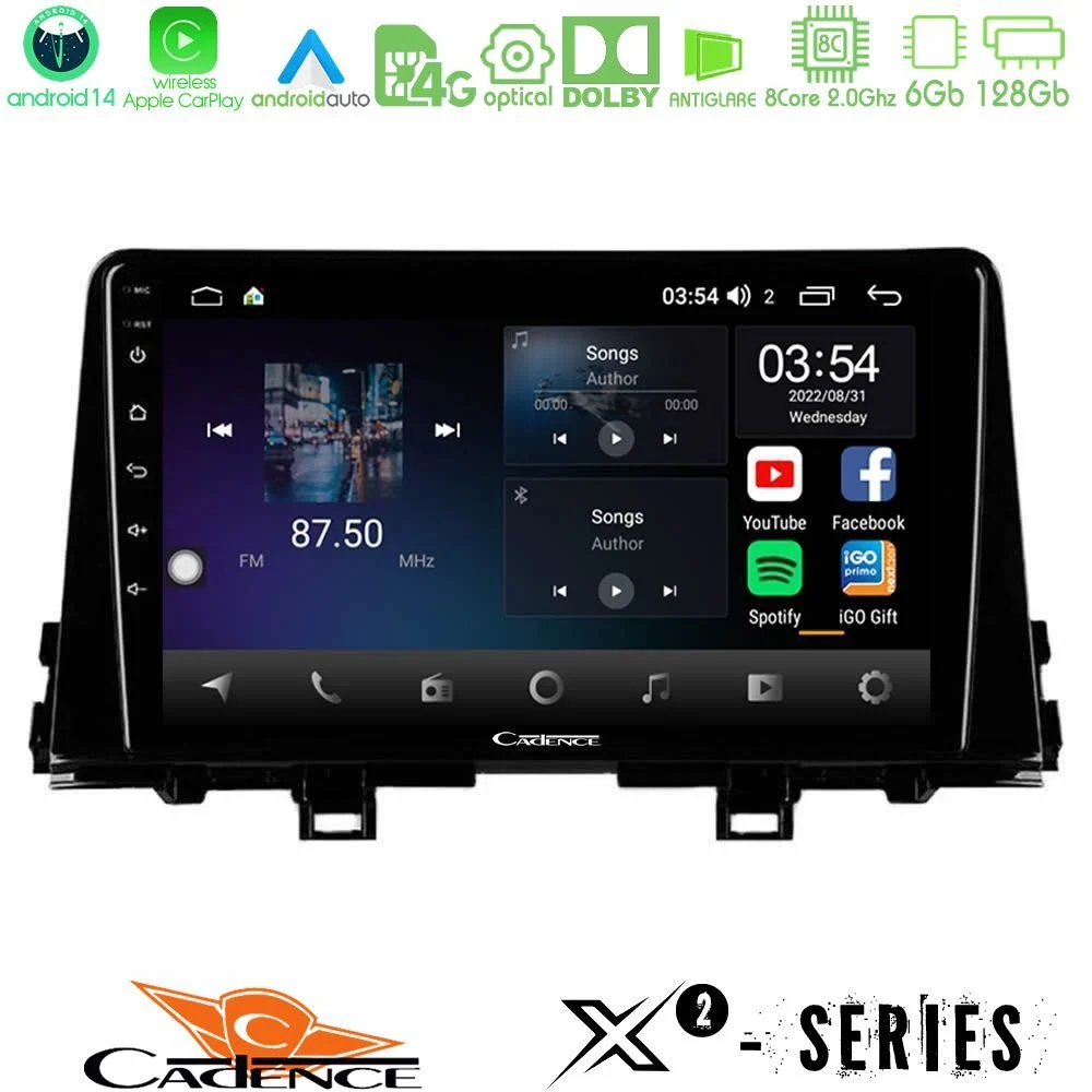 Cadence X2 Series 8Core Android14 6+128GB Kia Picanto 2017-2021 Navigation Multimedia Tablet 9"