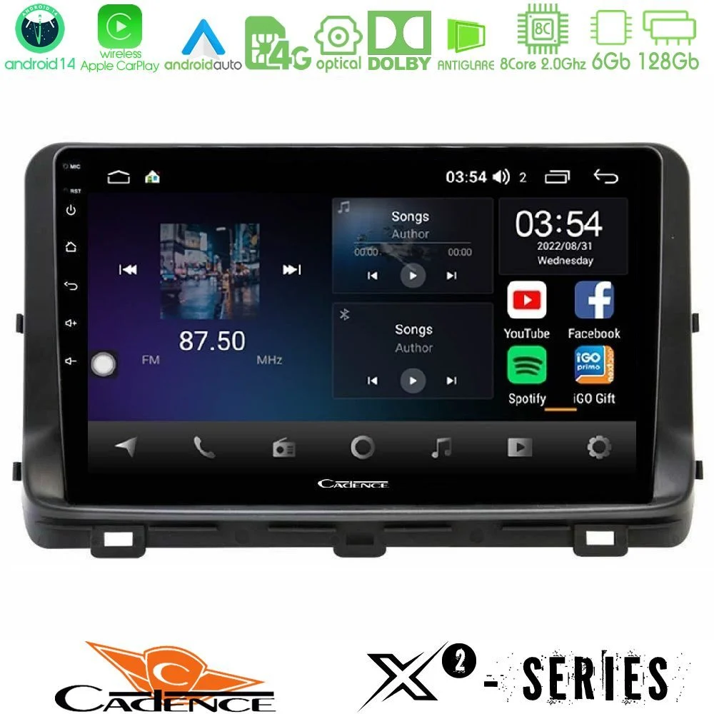 Cadence X2 Series 8Core Android14 6+128GB  Kia Ceed 2018-2023 Navigation Multimedia Tablet 10"
