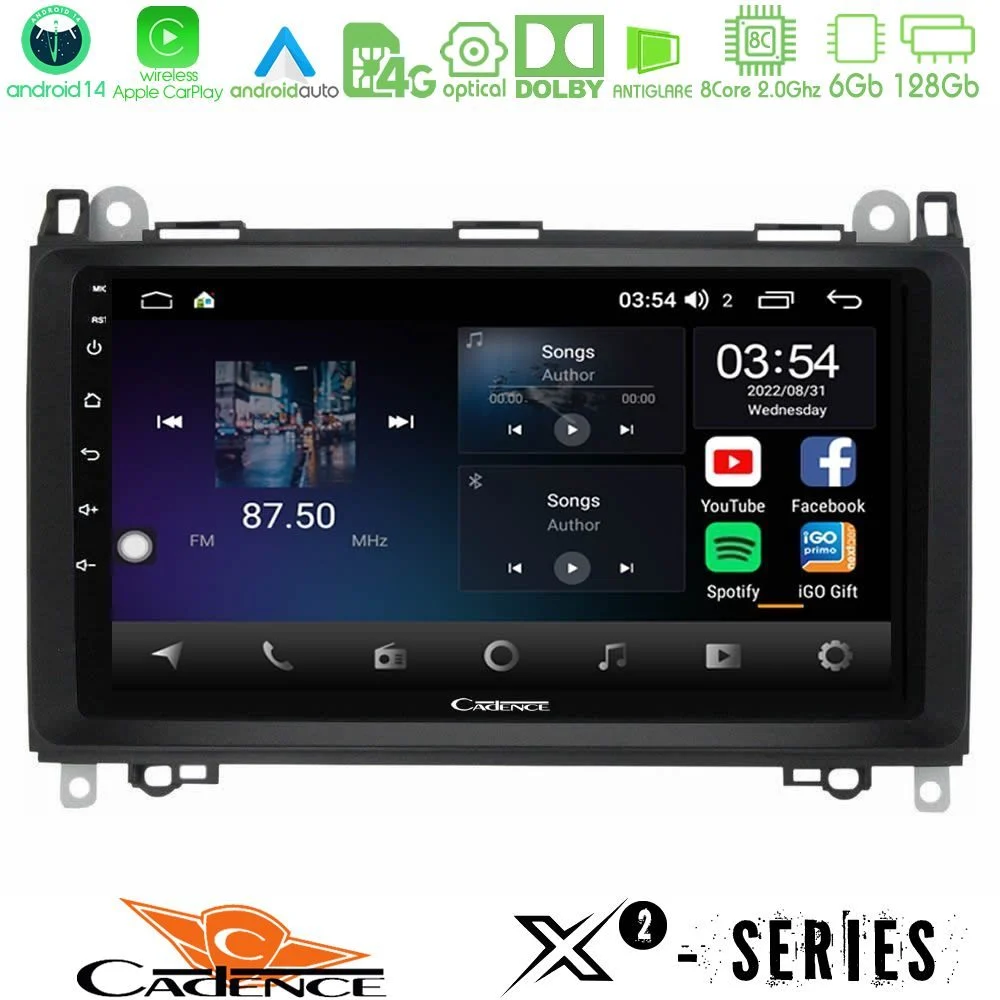 Cadence X2 Series 8Core Android14 6+128GB Mercedes A/B/Vito/Sprinter Class Navigation Multimedia Tablet 9"