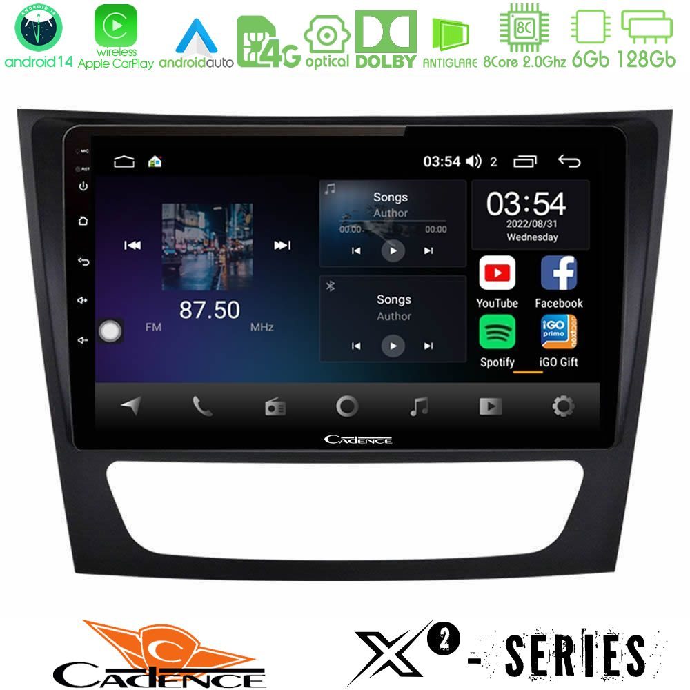 Cadence X2 Series 8Core Android14 6+128GB Mercedes E Class / CLS Class Navigation Multimedia Tablet 9"