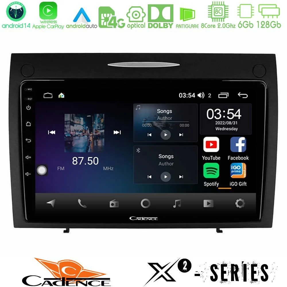 Cadence X2 Series 8Core Android14 6+128GB Mercedes SLK Class Navigation Multimedia Tablet 9"