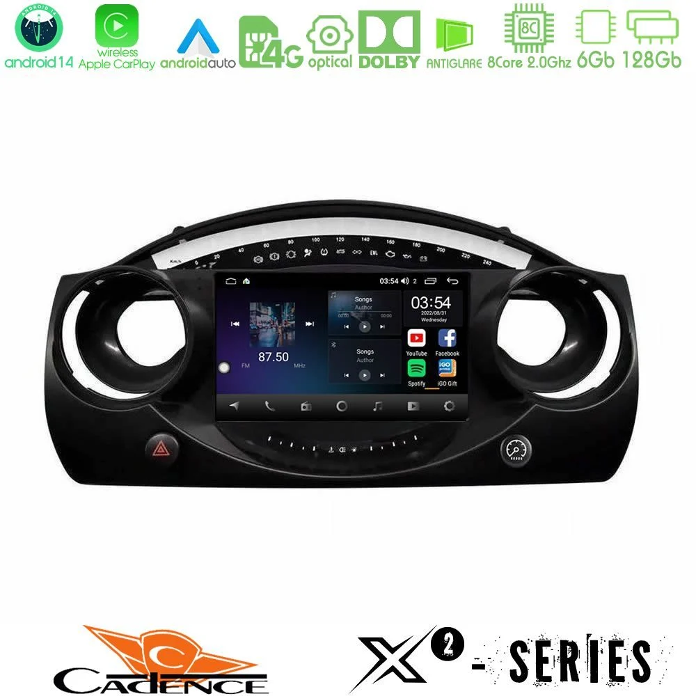 Cadence X2 Series 8Core Android14 6+128GB Mini Cooper R50 Navigation Multimedia Tablet 9"