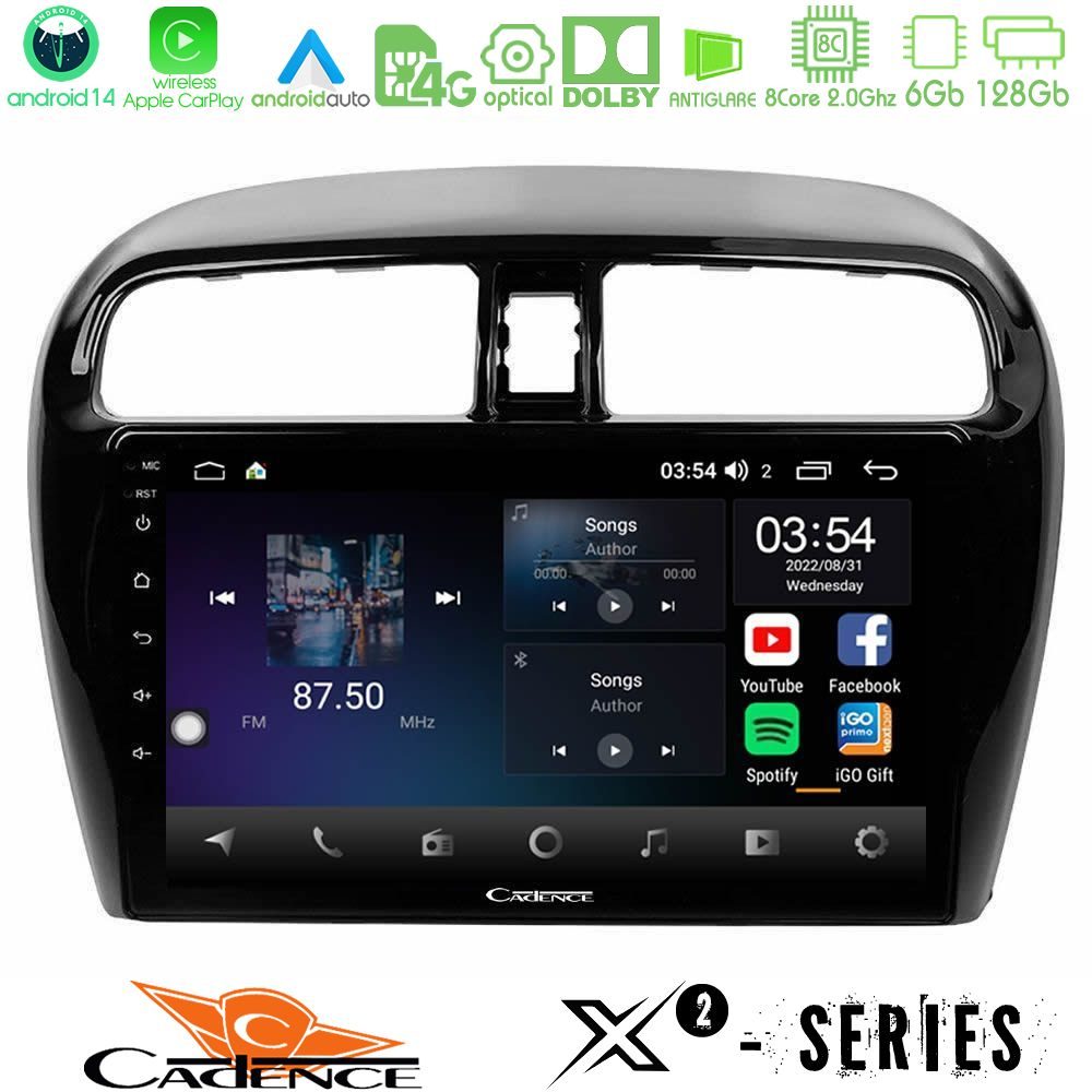 Cadence X2 Series 8Core Android14 6+128GB  Mitsubishi Space Star 2013-2016 Navigation Multimedia Tablet 9"