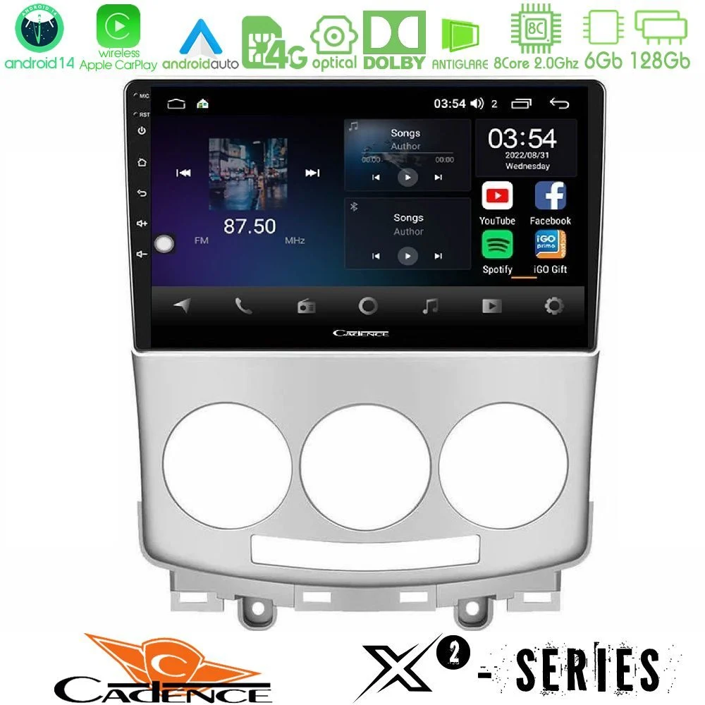 Cadence X2 Series 8Core Android14 6+128GB Mazda 5 2004-2010 Navigation Multimedia Tablet 9"