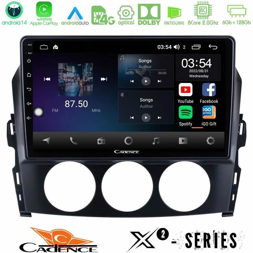 Cadence X2 Series 8Core Android14 6+128GB Mazda MX-5 2006-2008 Navigation Multimedia Tablet 9"