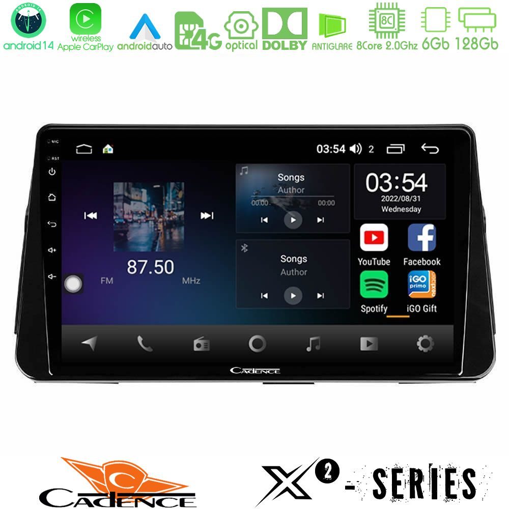 Cadence X2 Series 8Core Android14 6+128GB  Nissan Micra K14 Navigation Multimedia Tablet 9"