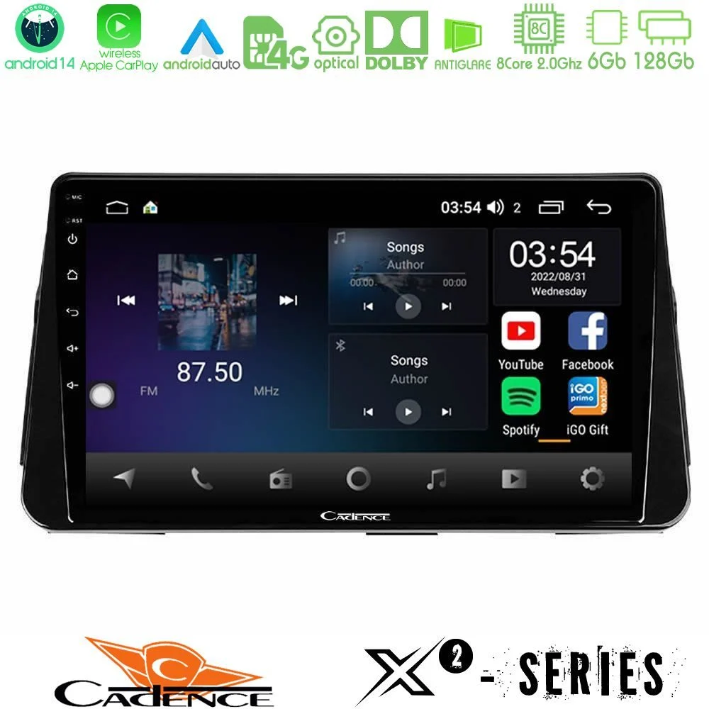 Cadence X2 Series 8Core Android14 6+128GB Nissan Micra K14 Navigation Multimedia Tablet 9"