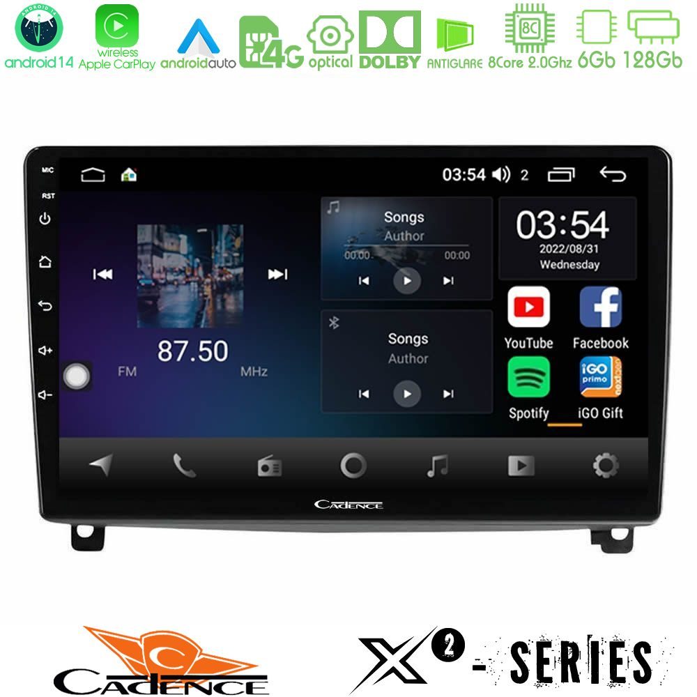 Cadence X2 Series 8Core Android14 6+128GB  Peugeot 407 Navigation Multimedia Tablet 9"