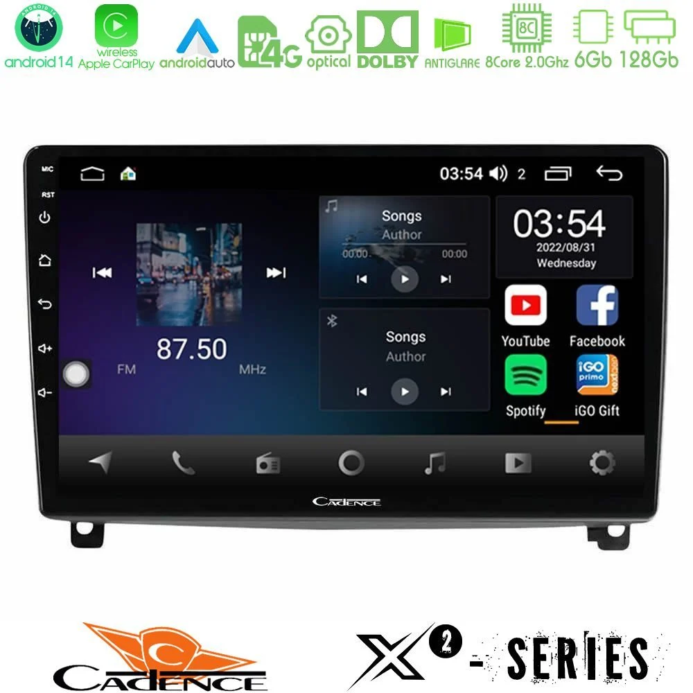 Cadence X2 Series 8Core Android14 6+128GB  Peugeot 407 Navigation Multimedia Tablet 9"