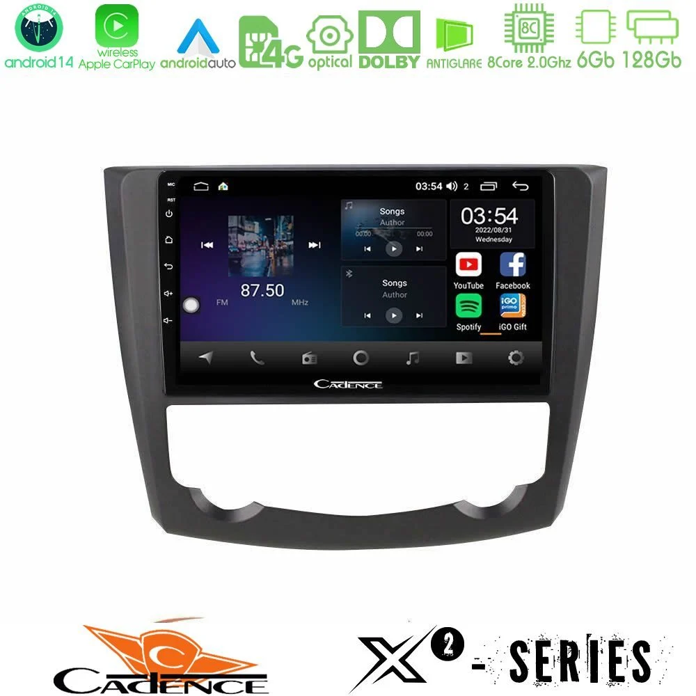 Cadence X2 Series 8Core Android14 6+128GB Renault Kadjar Navigation Multimedia Tablet 9"