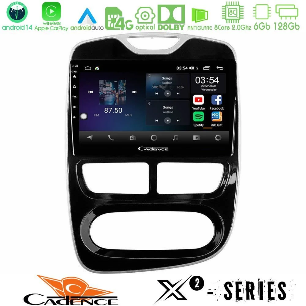 Cadence X2 Series 8Core Android14 6+128GB  Renault Clio 2012-2016 Navigation Multimedia Tablet 9"