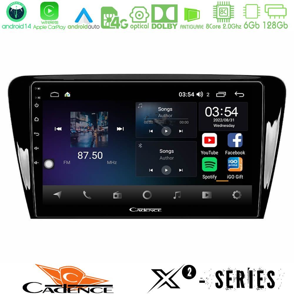 Cadence X2 Series 8Core Android14 6+128GB Skoda Octavia 7 Navigation Multimedia Tablet 10"