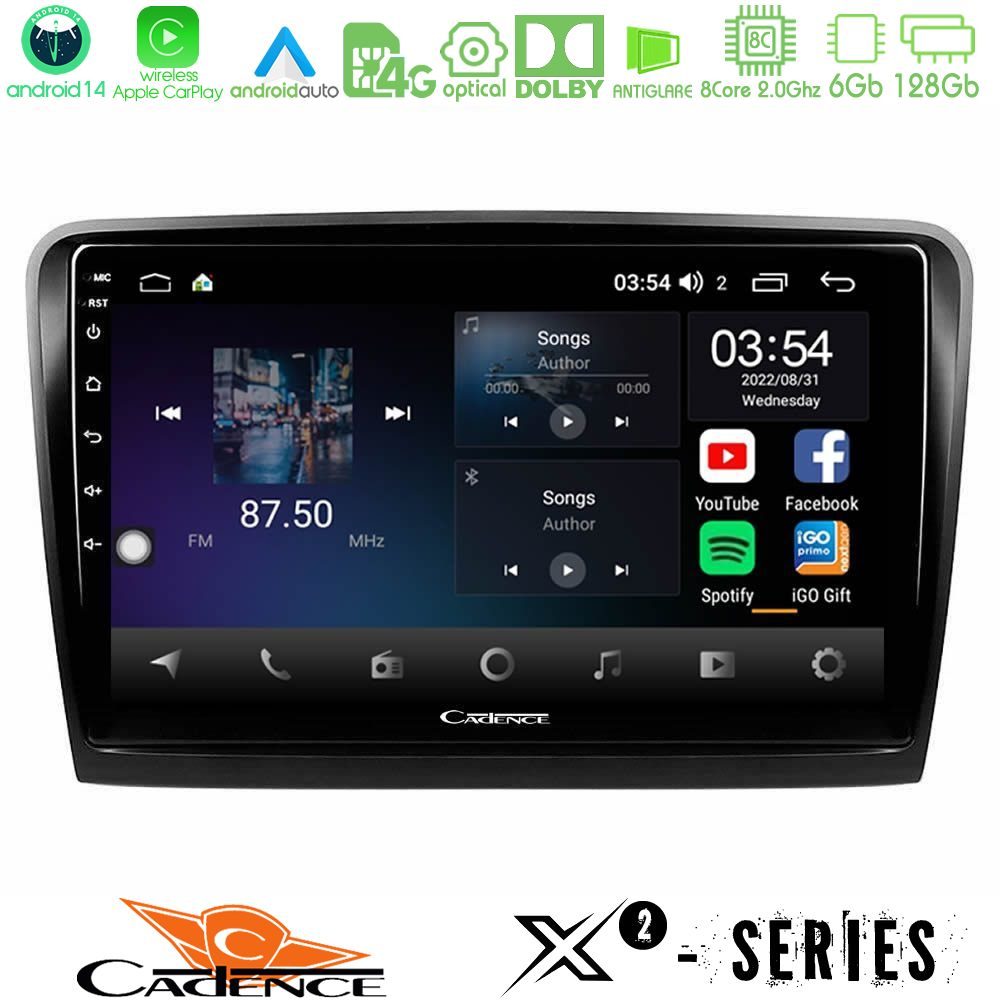 Cadence X2 Series 8Core Android14 6+128GB Skoda Superb 2008-2015 Navigation Multimedia Tablet 10"