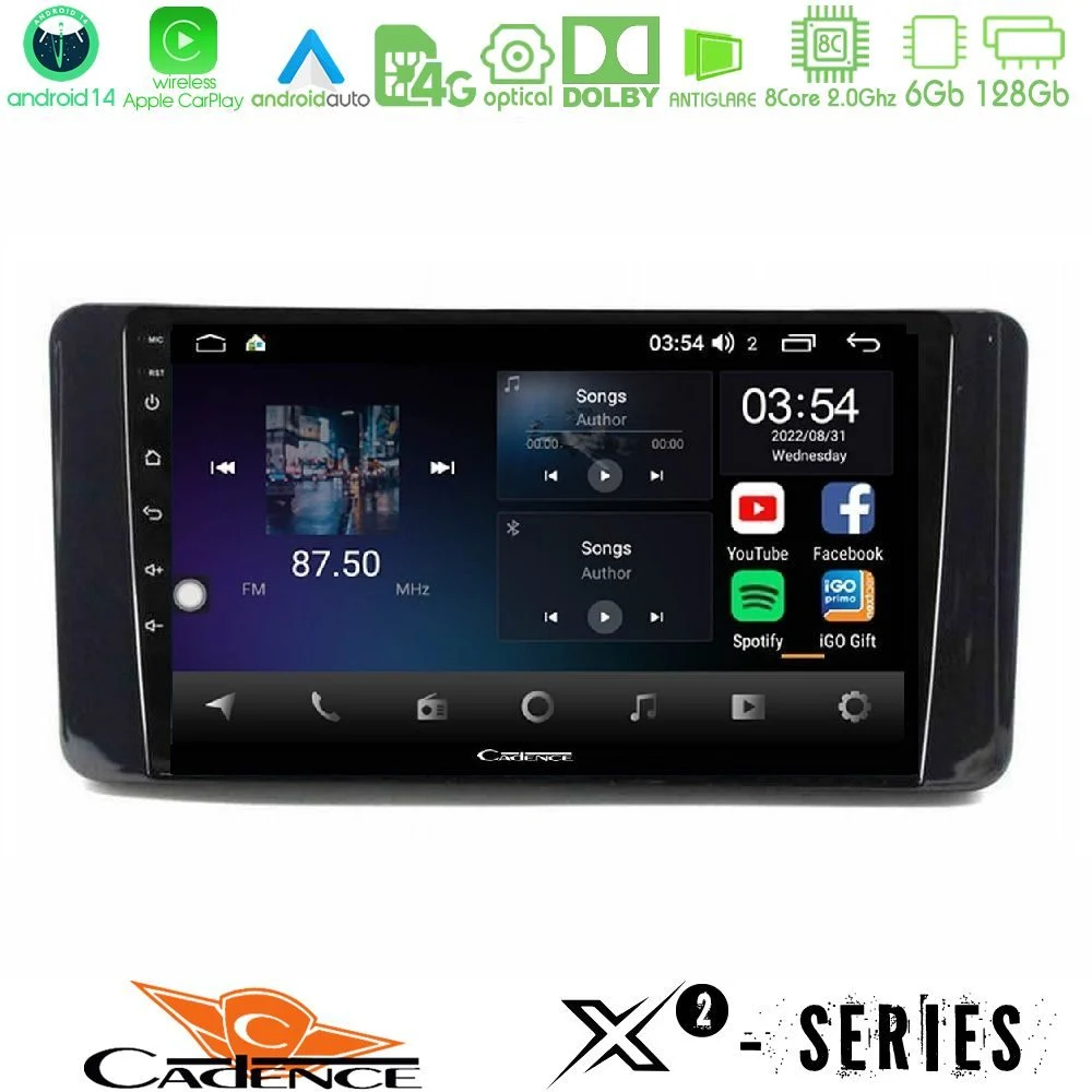 Cadence X2 Series 8Core Android14 6+128GB  Skoda Kamiq 2019-2022 Navigation Multimedia Tablet 9"