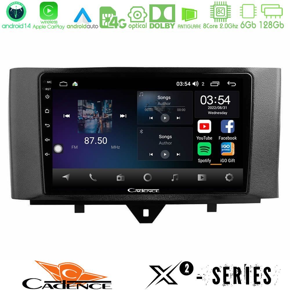 Cadence X2 Series 8Core Android14 6+128GB  Smart 451 Facelift Navigation Multimedia Tablet 9"