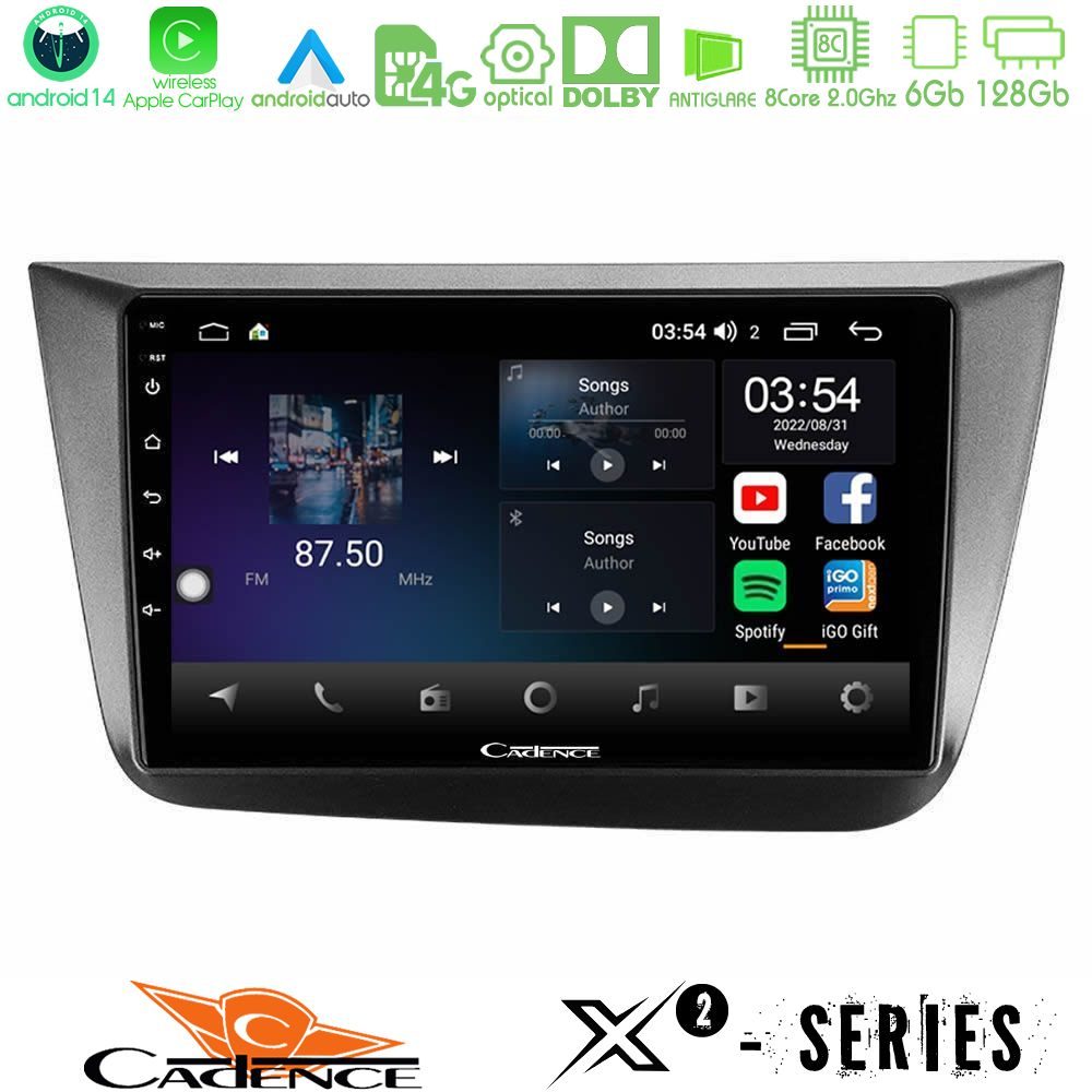 Cadence X2 Series 8Core Android14 6+128GB Seat Altea 2004-2015 Navigation Multimedia Tablet 9"