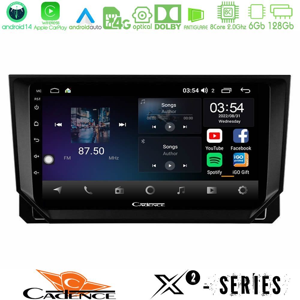 Cadence X2 Series 8Core Android14 6+128GB Seat Arona/Ibiza Navigation Multimedia Tablet 9"