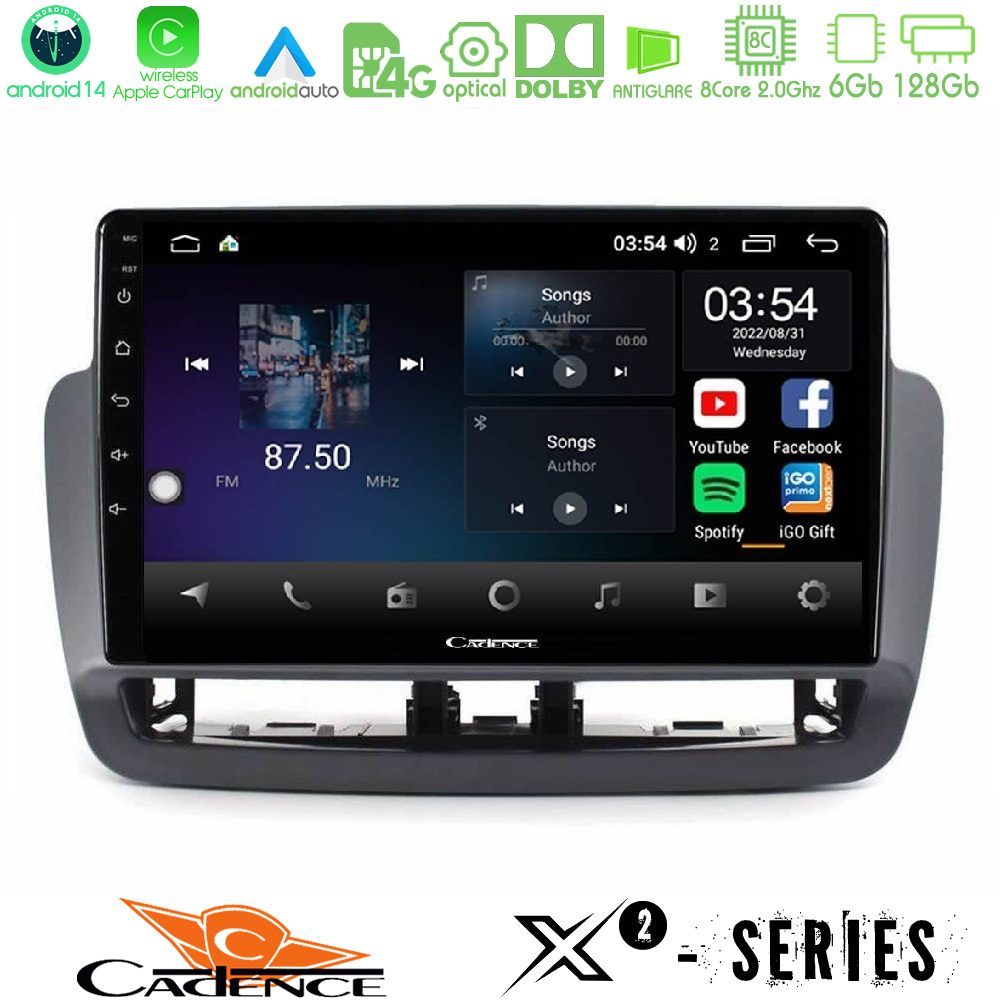 Cadence X2 Series 8Core Android14 6+128GB Seat Ibiza 2012-2015 Navigation Multimedia Tablet 9"