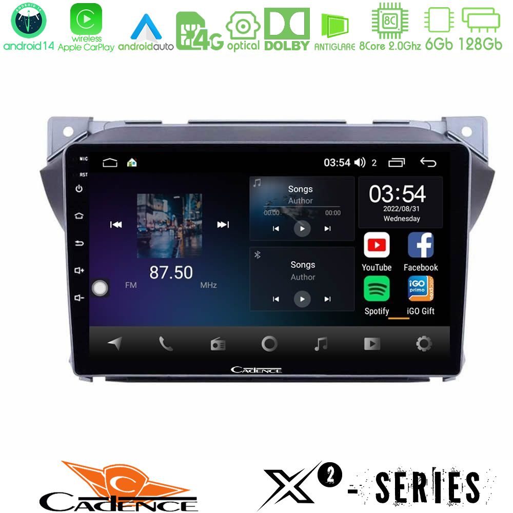 Cadence X2 Series 8Core Android14 6+128GB Suzuki Alto amp; Nissan Pixo Navigation Multimedia Tablet 9"