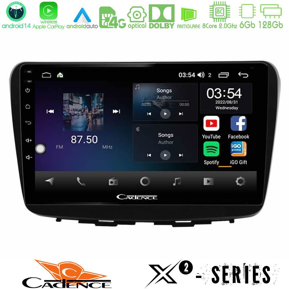 Cadence X2 Series 8Core Android14 6+128GB Suzuki Baleno 2016-2021 Navigation Multimedia Tablet 9"