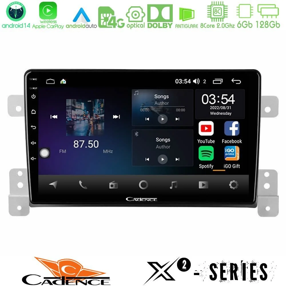 Cadence X2 Series 8Core Android14 6+128GB Suzuki Grand Vitara Navigation Multimedia Tablet 9"